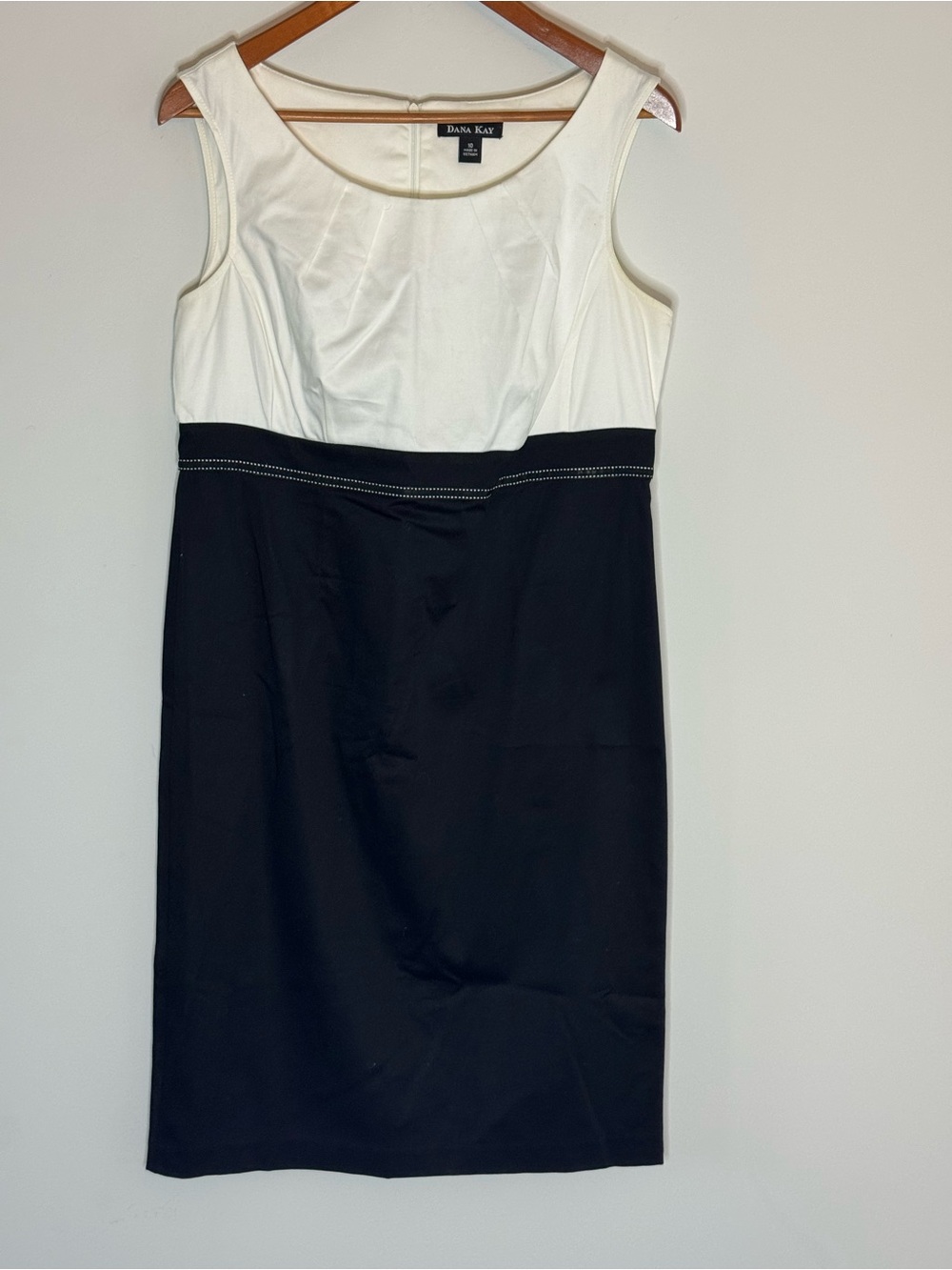 Dana Kay Mod Black White Colorblock Tank Dress Size 10 Empire Contrast Stitching